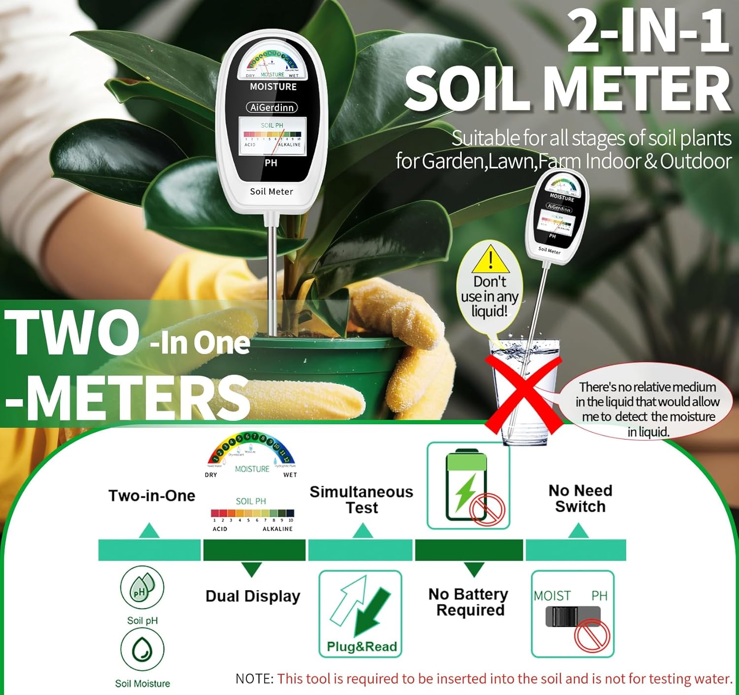 2-in-1 Soil Moisture & pH Mete – обзор и цена Ph Meter