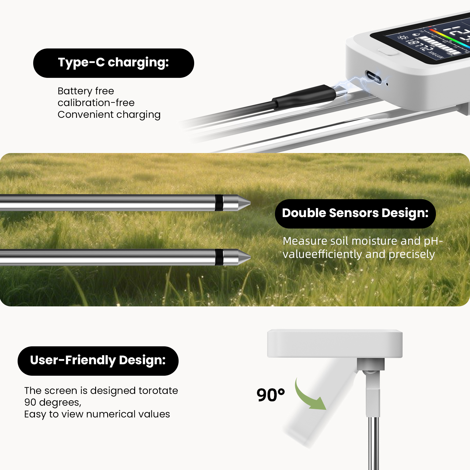 6-in-1 Soil Moisture Meter, Hy – обзор и цена Ph Meter